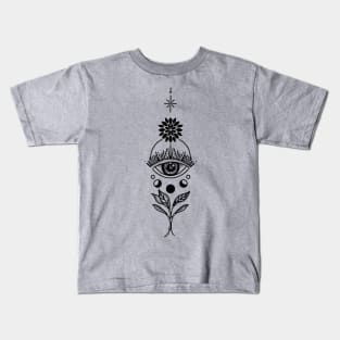 Trippy Eye Moon Leaf Stack Kids T-Shirt